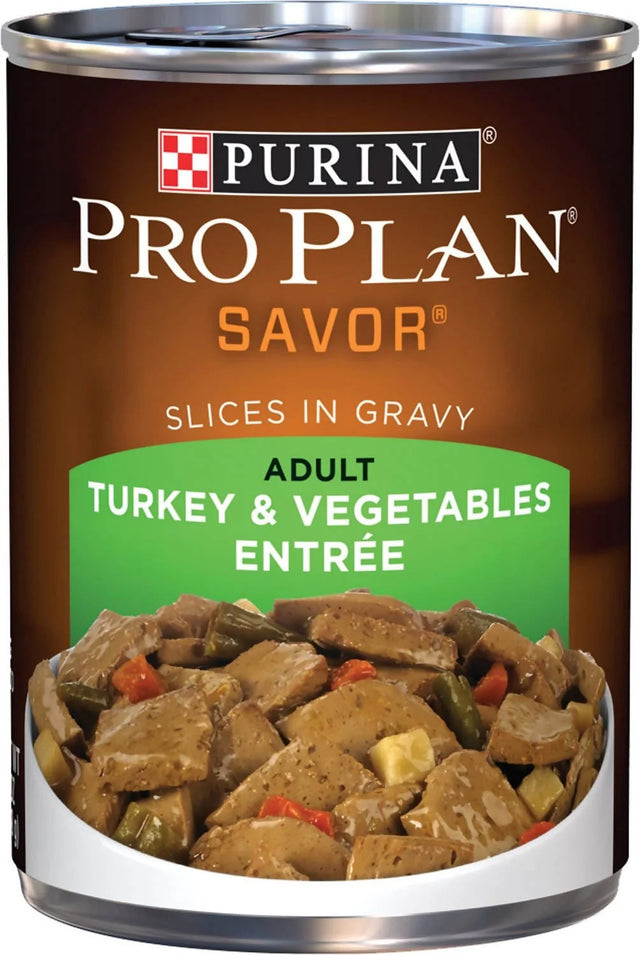 Purina Pro Plan SAVOR Adult Turkey & Vegetables Entrée Slices in Gravy Wet Dog Food - 03810002676 Pie's Variety Store
