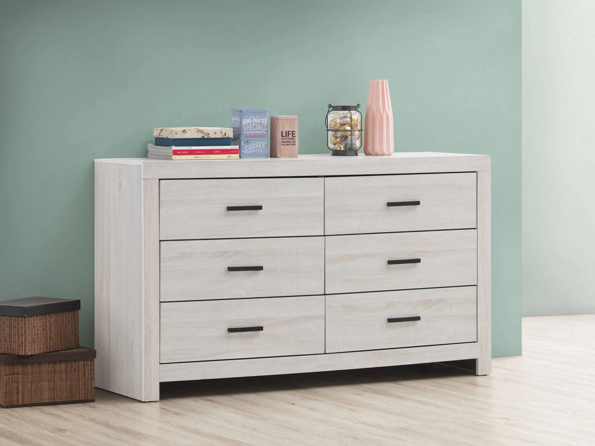 Marion 6-Drawer Dresser Coastal White - 207053 Pie's Variety Store