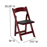 2 Pk. HERCULES Series Mahogany Wood Folding Chair with Vinyl Padded Seat [2-XF-2903-MAH-WOOD-GG] Fl Furniture
