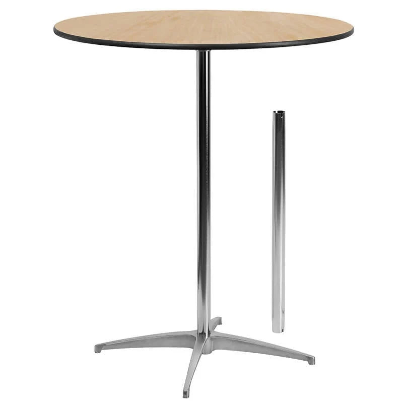 36'' Round Wood Cocktail Table with 30'' and 42'' Columns [XA-36-COTA-GG] Pie's Variety Store