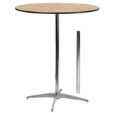 36'' Round Wood Cocktail Table with 30'' and 42'' Columns [XA-36-COTA-GG] Pie's Variety Store