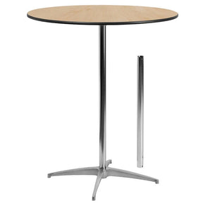 36'' Round Wood Cocktail Table with 30'' and 42'' Columns [XA-36-COTA-GG] Pie's Variety Store