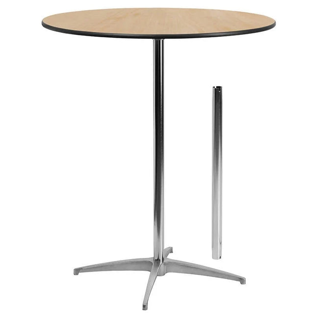 36'' Round Wood Cocktail Table with 30'' and 42'' Columns [XA-36-COTA-GG] Pie's Variety Store