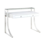 Gemma 2-Drawer Writing Desk Glossy White And Chrome - 802141 Pie's Variety Store