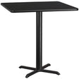 42'' Square Black Laminate Table Top with 33'' x 33'' Table Height Base [XU-BLKTB-4242-T3333-GG] Pie's Variety Store