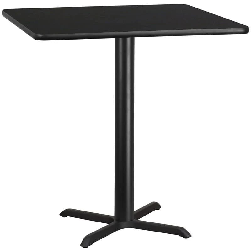 42'' Square Black Laminate Table Top with 33'' x 33'' Table Height Base [XU-BLKTB-4242-T3333-GG] Pie's Variety Store