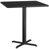 42'' Square Black Laminate Table Top with 33'' x 33'' Table Height Base [XU-BLKTB-4242-T3333-GG] Pie's Variety Store