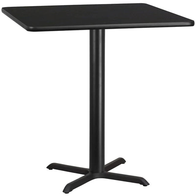 42'' Square Black Laminate Table Top with 33'' x 33'' Table Height Base [XU-BLKTB-4242-T3333-GG] Pie's Variety Store