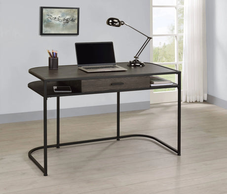 Ember 1-Drawer Writing Desk Dark Oak And Sandy Black - 803411 coastmega
