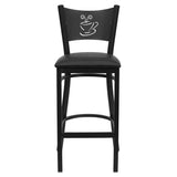 HERCULES Series Black Coffee Back Metal Restaurant Barstool - Black Vinyl Seat [XU-DG-60114-COF-BAR-BLKV-GG] Pie's Variety Store