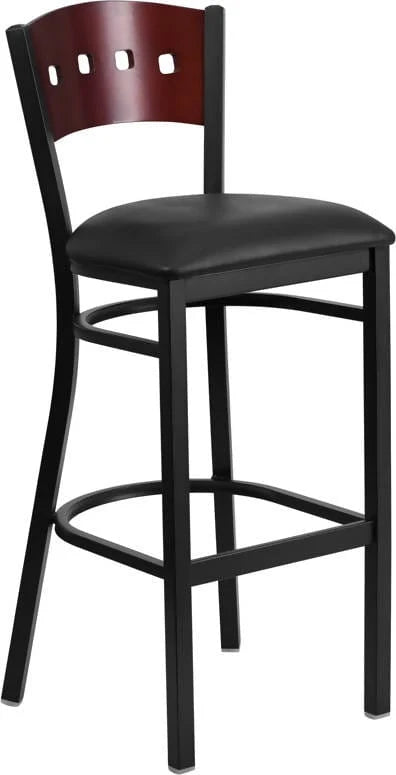  Black Vinyl Seat [XU-DG-60515-MAH-BAR-BLKV-GG] Pie's Variety Store