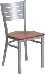 HERCULES Series Silver Slat Back Metal Restaurant Chair - Cherry Wood Seat [XU-DG-60401-CHYW-GG] Pie's Variety Store