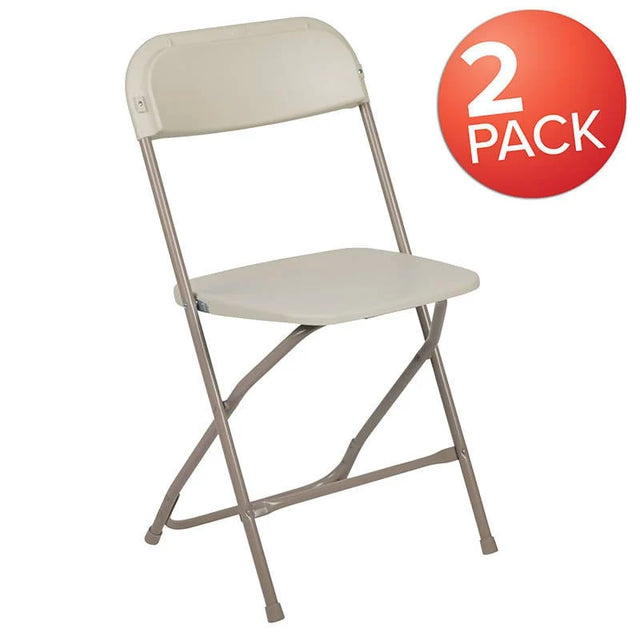 2 Pk. HERCULES Series 650 lb. Capacity Premium Beige Plastic Folding Chair [2-LE-L-3-BEIGE-GG] Fl Furniture