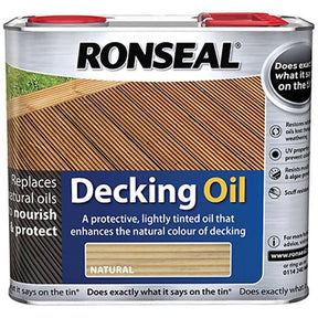 Ronseal Decking Oil (Natural) 2.5 Litres Protective barrier against water penetration where constant weathering can cause swelling and warping. - 34770 Pie's Variety Store