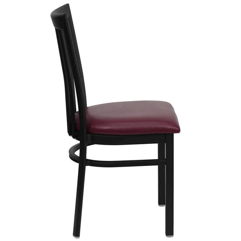 HERCULES Series Black School House Back Metal Restaurant Chair - Black Vinyl Seat [XU-DG6Q4BSCH-BLKV-GG] Pie's Variety Store