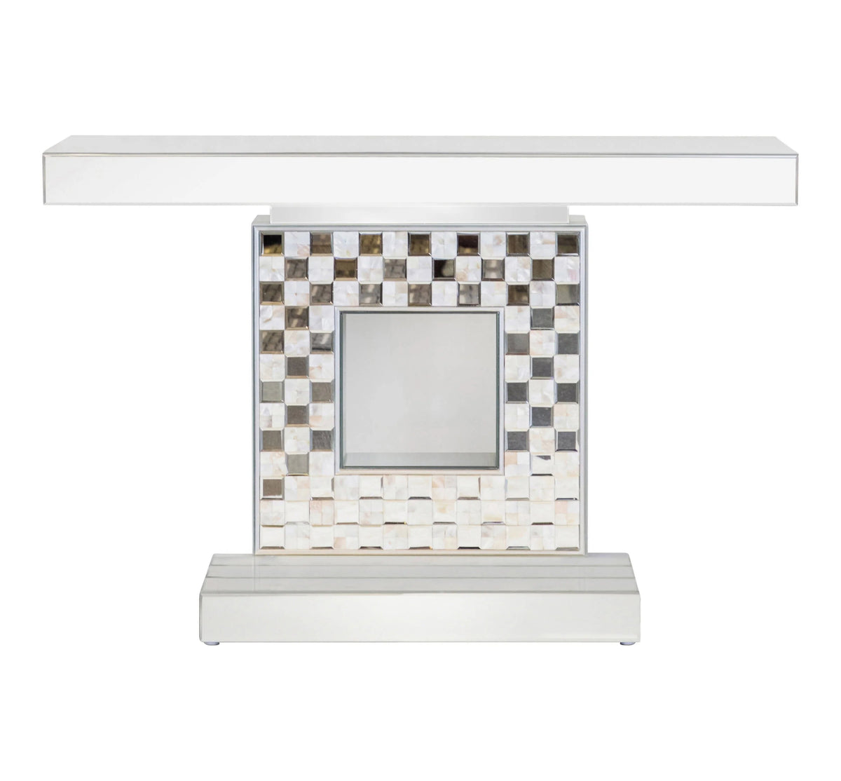 Checkerboard Square Base Console Table Silver - 953242 Pie's Variety Store