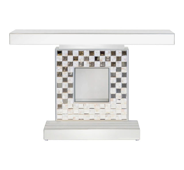 Checkerboard Square Base Console Table Silver - 953242 Pie's Variety Store
