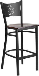 HERCULES Series Black Coffee Back Metal Restaurant Barstool - Cherry Wood Seat [XU-DG-60114-COF-BAR-CHYW-GG] Pie's Variety Store