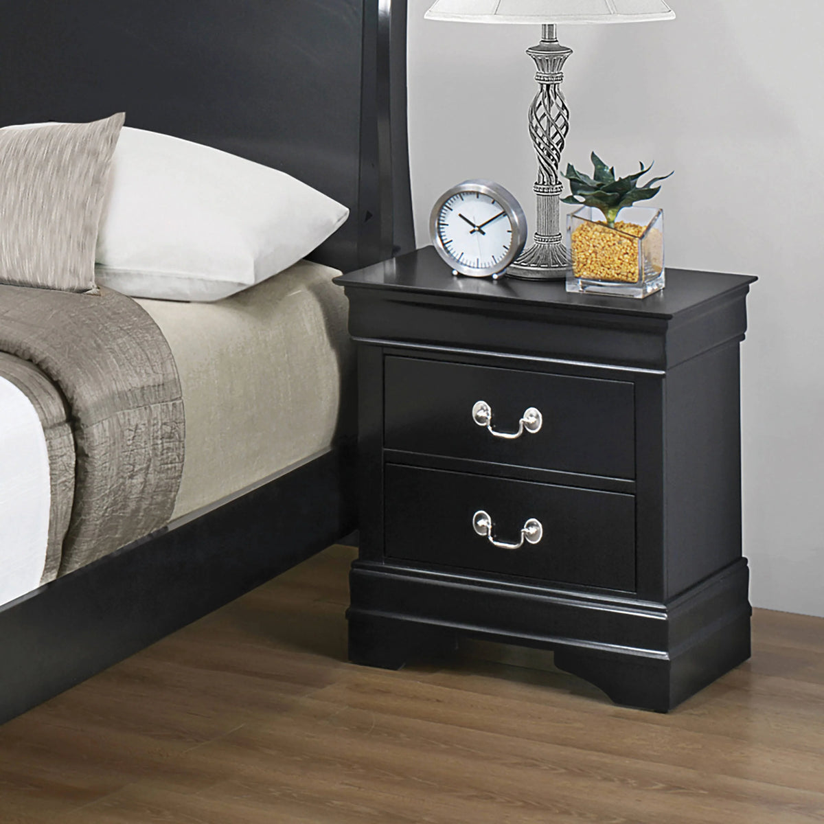 Louis Philippe Queen Panel Sleigh Bed Black 4PC Set - SET4PC212411Q Pie's Variety Store