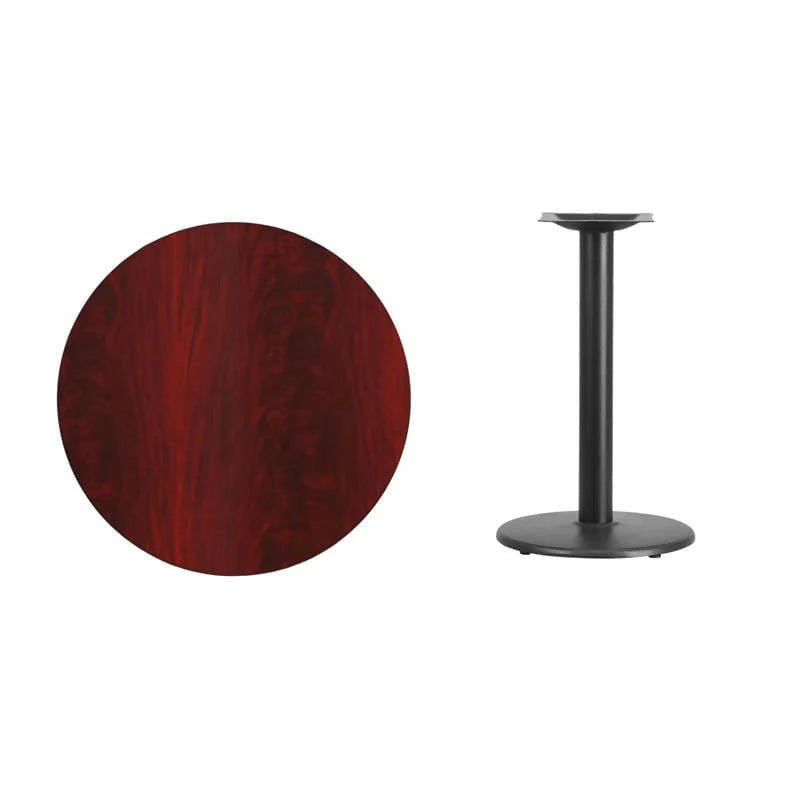 30'' Round Black Laminate Table Top with 18'' Round Table Height Base [XU-RD-30-BLKTB-TR18-GG] Fl Furniture