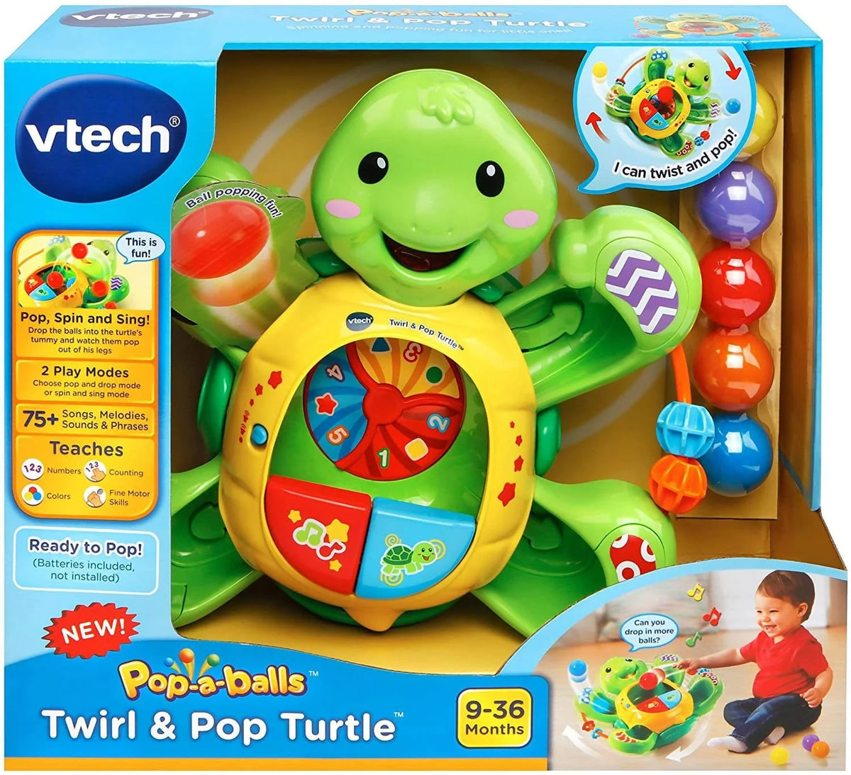 VTech Pop-a-Balls Twirl & Pop Turtle - 80-506100 Pie's Variety Store