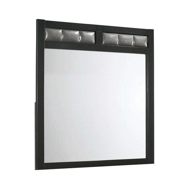 Carlton Upholstered Rectangular Mirror Black - 215864 Pie's Variety Store