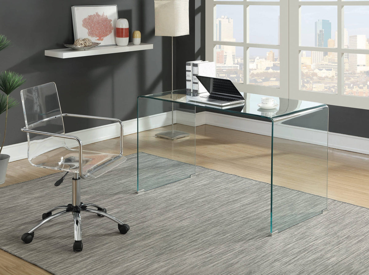 Amaturo Office Chair With Casters Clear And Chrome -Stylize a home or business workspace with a cutting edge chair. 801436 Pie's Variety Store