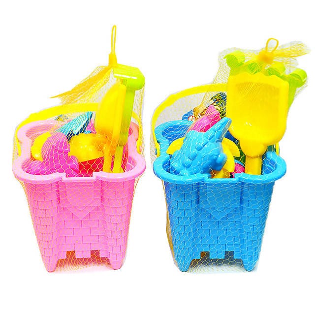 BULK BUYS PLASTIC BEACH TOYS W/BUCKET 16x16CM - 7PC -Recommended for ages 18 months and up Mega Bulk Buys
