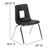 Advantage Black Student Stack School Chair - 16-inch [ADV-SSC-16BLK] Pie's Variety Store