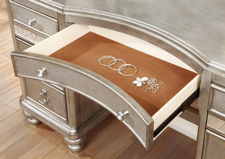 9-Drawer Vanity Desk Metallic Platinum Its stylish functionality will instantly upgrade your daily routine.- 204187 COASTMEGA
