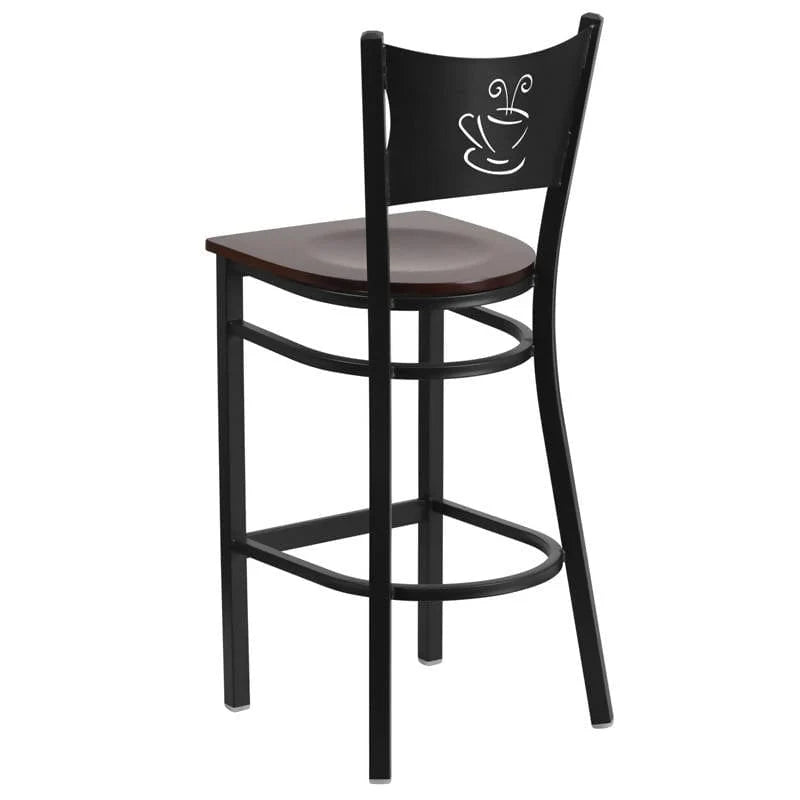 HERCULES Series Black Coffee Back Metal Restaurant Barstool - Cherry Wood Seat [XU-DG-60114-COF-BAR-CHYW-GG] Pie's Variety Store