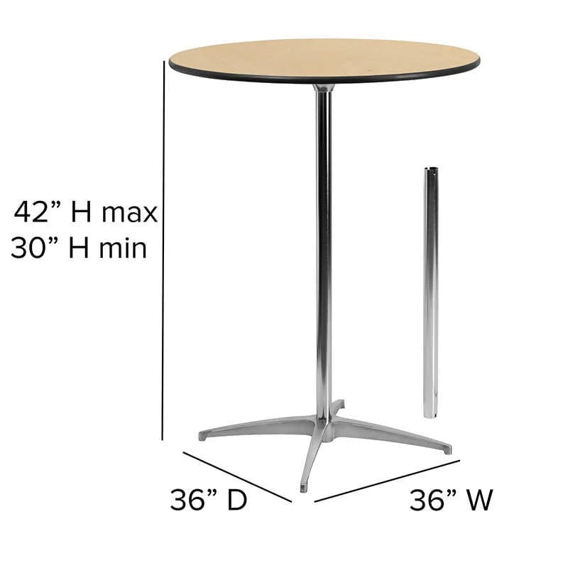 36'' Round Wood Cocktail Table with 30'' and 42'' Columns [XA-36-COTA-GG] Pie's Variety Store