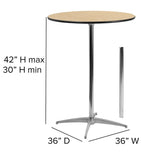 36'' Round Wood Cocktail Table with 30'' and 42'' Columns [XA-36-COTA-GG] Pie's Variety Store