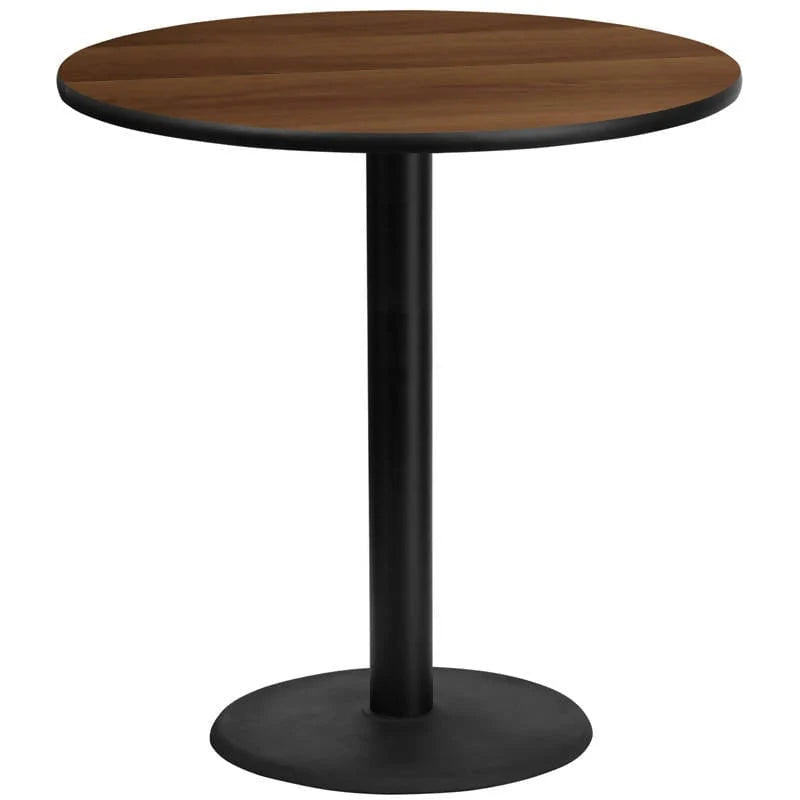 42'' Round Black Laminate Table Top with 24'' Round Bar Height Table Base [XU-RD-42-BLKTB-TR24B-GG] Pie's Variety Store