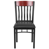 Eclipse Series Vertical Back Black Metal and Cherry Wood Restaurant Chair with Black Vinyl Seat [XU-DG-60618-CHY-BLKV-GG] Pie's Variety Store