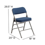 2 Pk. HERCULES Series Premium Curved Triple Braced & Double Hinged Navy Fabric Metal Folding Chair [2-AW-MC320AF-NVY-GG] Fl Furniture