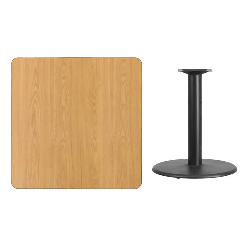 36'' Square Black Laminate Table Top with 24'' Round Table Height Base [XU-BLKTB-3636-TR24-GG] Pie's Variety Store