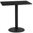 24'' x 42'' Rectangular Black Laminate Table Top with 24'' Round Bar Height Table Base [XU-BLKTB-2442-TR24B-GG] Fl Furniture