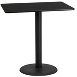 24'' x 42'' Rectangular Black Laminate Table Top with 24'' Round Bar Height Table Base [XU-BLKTB-2442-TR24B-GG] Fl Furniture
