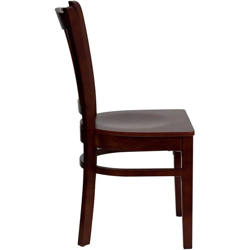 HERCULES Series Vertical Slat Back Mahogany Wood Restaurant Chair [XU-DGW0008VRT-MAH-GG] Pie's Variety Store