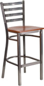 HERCULES Series Clear Coated Ladder Back Metal Restaurant Barstool - Cherry Wood Seat [XU-DG697BLAD-CLR-BAR-CHYW-GG] Pie's Variety Store