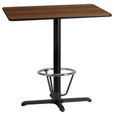 24'' x 42'' Rectangular Black Laminate Table Top with 23.5'' x 29.5'' Bar Height Table Base and Foot Ring [XU-BLKTB-2442-T2230B-3CFR-GG] Fl Furniture