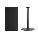 24'' x 42'' Rectangular Black Laminate Table Top with 24'' Round Bar Height Table Base [XU-BLKTB-2442-TR24B-GG] Fl Furniture