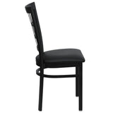 HERCULES Series Black Window Back Metal Restaurant Chair - Black Vinyl Seat [XU-DG6Q3BWIN-BLKV-GG] Pie's Variety Store