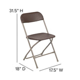 2 Pk. HERCULES Series 650 lb. Capacity Premium Brown Plastic Folding Chair [2-LE-L-3-BROWN-GG] Fl Furniture