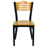 HERCULES Series Black Slat Back Metal Restaurant Chair - Natural Wood Back & Seat [XU-DG-6G7B-SLAT-NATW-GG] Pie's Variety Store
