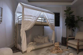 Belton Twin/Twin Bunk Bed With Canopy Champagne - 400915T A-Z Store Nadia