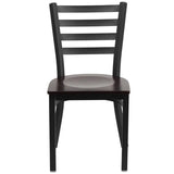 HERCULES Series Black Ladder Back Metal Restaurant Chair - Cherry Wood Seat [XU-DG694BLAD-CHYW-GG] Pie's Variety Store