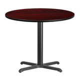 36'' Round Black Laminate Table Top with 30'' x 30'' Table Height Base [XU-RD-36-BLKTB-T3030-GG] Pie's Variety Store
