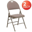 2 Pk. HERCULES Series Ultra-Premium Triple Braced Beige Fabric Metal Folding Chair with Easy-Carry Handle [2-HA-MC705AF-3-BGE-GG] Fl Furniture
